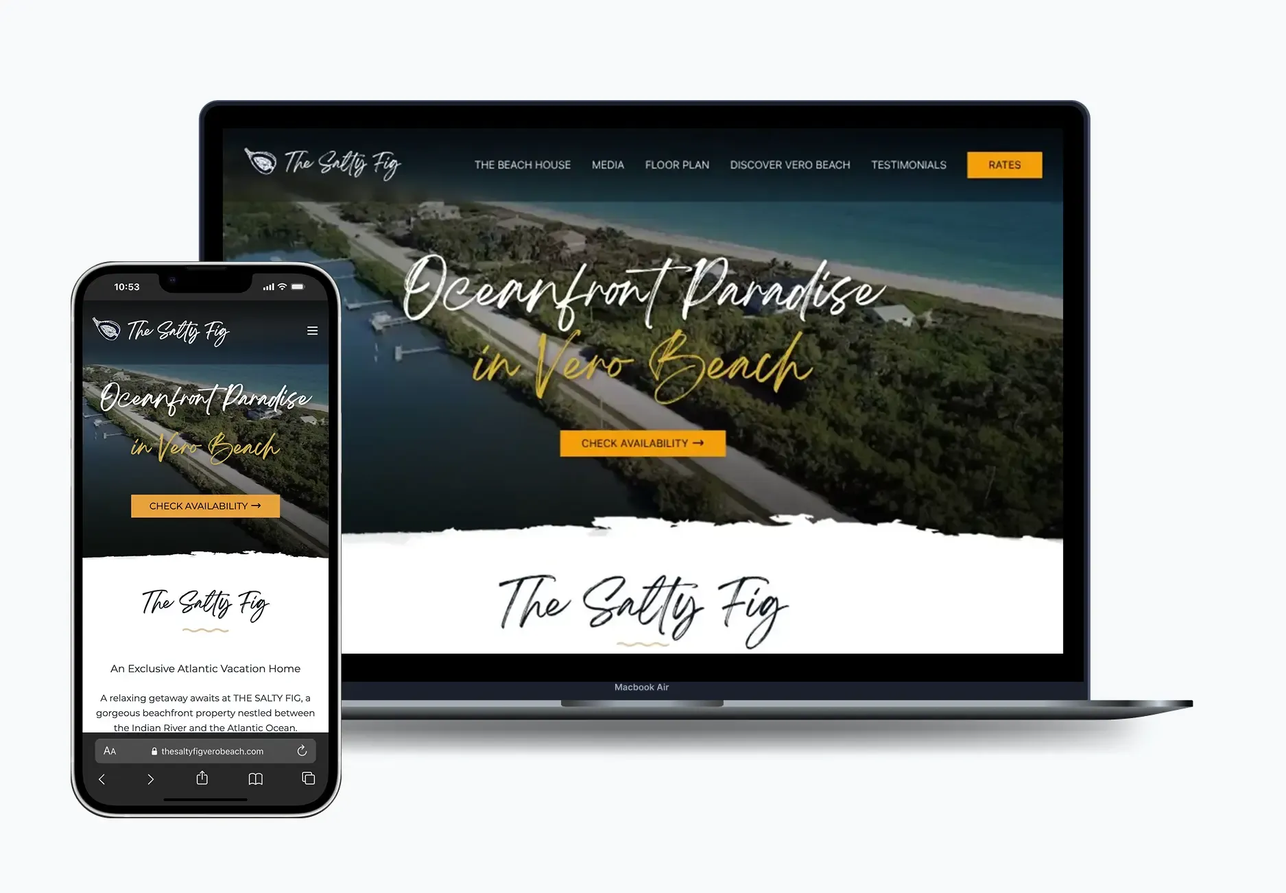 Web de alquiler vacacional Salty Fig — casa en la playa con reservas online